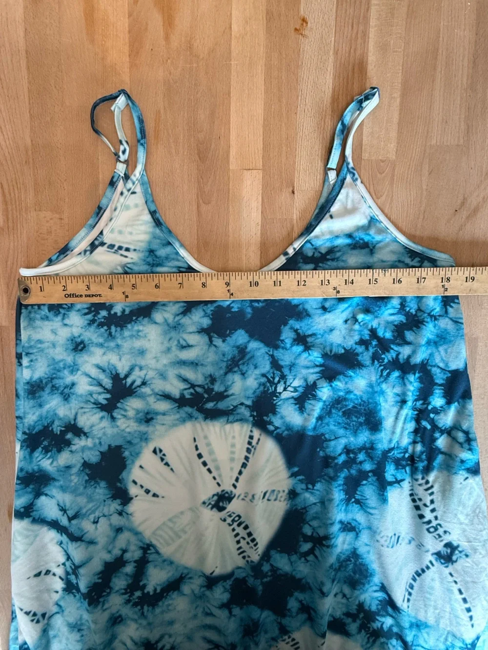 NWT POETSKY Blue Tie-Dye Spaghetti Strap Maxi Dress X-Large Flowy Pockets - Picture 12 of 15